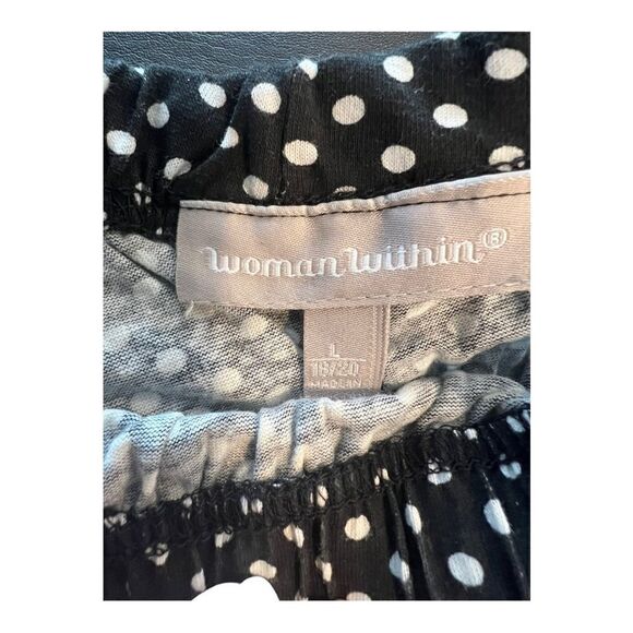 NWOT Woman Within Pull On Black & White Polka Dot Cotton Pant Size Large (18/20) - Picture 3 of 6